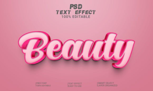Download Beauty 3D Text Effect Editable PSD File - Psd file Collection