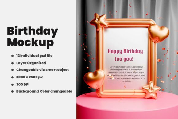 Download Birthday Mockup PSD File. - Premium Resources