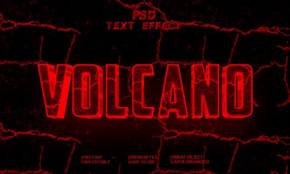 Download Volcano 3D Text Effect PSD File - Psd file Collection