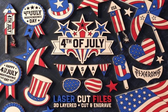 Download 4th of July Bundle | Laser Cut Files - Files Collection
