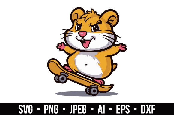 Download Charming Hamster on a Skateboard SVG - Skateboard Collection